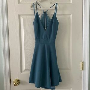 Blue Lace Back Dress